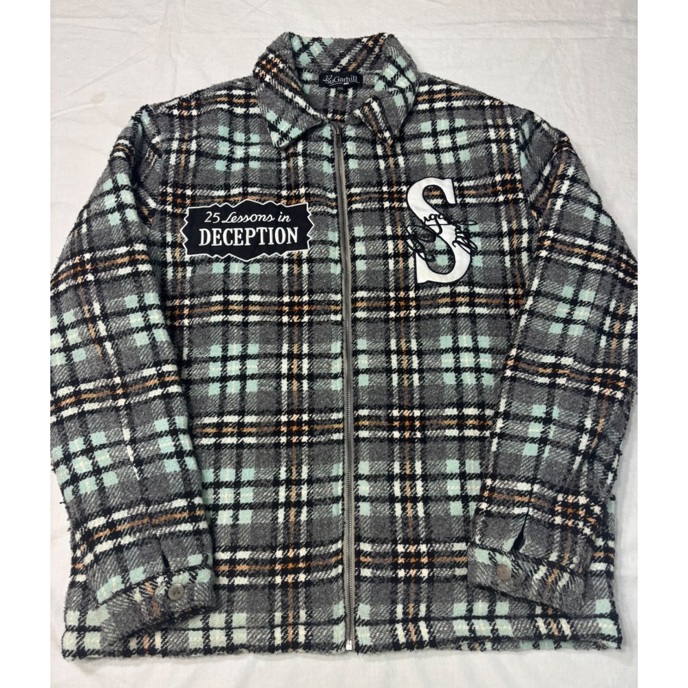 SuGarhill Deception Woven Jacket Mint Plaid Zip Up Wool Blend Men's 2XL